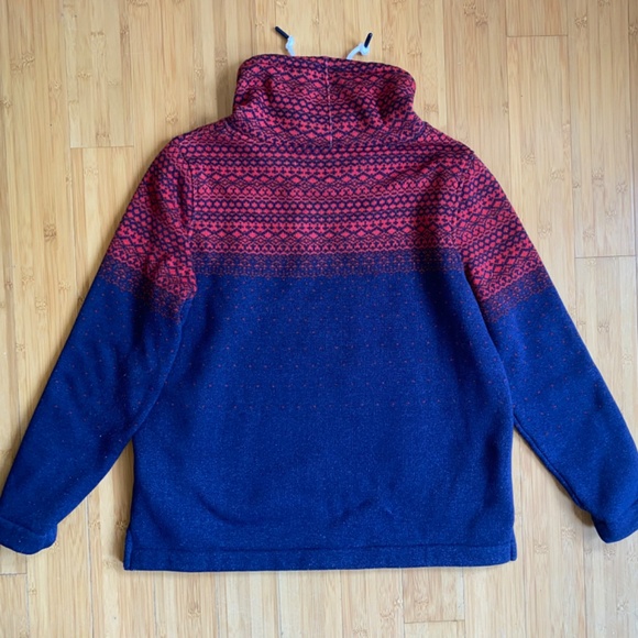 Vineyard Vines Hi Neck Sweater Fleece Womens Medium Blue Red Fair Isle Pullover - Picture 5 of 12